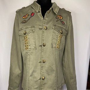 Upcycled Handstitched Patchwork Camo Green Utility Jacket